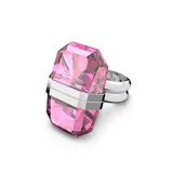 Anillo con cristal rosa central, engarzado en una estructura de metal plateado con baño de rodio. Cuenta con un innovador cierre magnético.