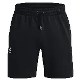 Short deportivo Under Armour Essential Fleece de hombre, color negro, confeccionado en tejido polar de mezcla de algodón con interior cepillado. Cuenta con cintura elástica con cordón ajustable y logo de la marca estampado en la pierna izquierda.