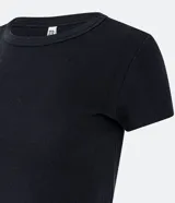 Blusa verde oscuro de algodón acanalado, corte ajustado y cuello redondo.