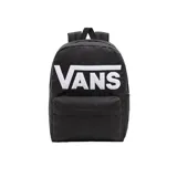 Mochila de Vans con amplio compartimento principal, bolsillo delantero con cremallera y panel de organización, y bolsillo para botellas de agua, diseñada para comodidad.