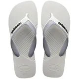 Sandalias Havaianas Dual color azul marino con tira superior gris y logo de la marca en blanco.
