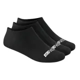 Pack de tres pares de medias negras de caña baja con logo Actvitta en blanco.