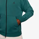 Campera deportiva Jordan Sport Hoop con capucha y cierre frontal, color verde con logo bordado en negro.