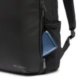 Mochila Columbia unisex color negro, modelo Star Range Square. Cuenta con tecnología Omni-Shield que repele la humedad y resiste las manchas. Tiene organización interna versátil, acceso externo a funda acolchada para laptop de hasta 13 pulgadas y bolsillos externos con cremallera. Capacidad de 16 litros.