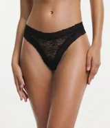 Bombacha bikini hilo de encaje floral color verde agua.