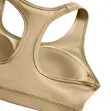 Sujetador deportivo Nike Swoosh color verde agua, de soporte medio, con almohadillas cosidas y tecnología Dri-FIT.