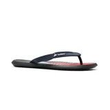 Ojotas Rider R1 Style con base roja con diseño de líneas blancas y tiras azul marino.