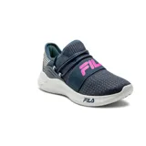 Zapatillas deportivas color marino con detalles en plata y rosa, diseñadas para mayor comodidad y soporte, ideales para actividades deportivas.