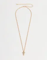 Cadena corta dorada con dije de la letra A cubierto de strass.