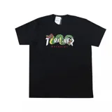 Remera negra de algodón con estampado gráfico de estilo azteca de la marca Thrasher.