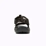 Sandalias deportivas Merrell Speed Fusion Web Sport para hombre, color negro con detalles en marrón. Confeccionadas con materiales reciclados, sistema de cierre de velcro y cordón elástico, plantilla de espuma FloatMax™ y suela de goma adherente.