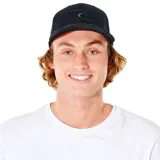 Gorra negra de Rip Curl con logo bordado en el frente.