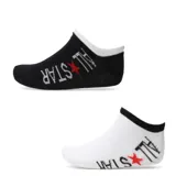 Pack de dos pares de medias Converse invisibles, un par negro y un par blanco, ambos con logo All Star en el lateral y borde superior en contraste.