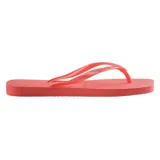 Ojotas Havaianas modelo Square, color coral, con suela texturizada y tiras con logo de la marca.