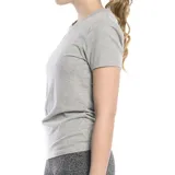 Remera de mujer color gris melange con logotipo de Umbro en vertical.