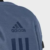 Mochila Adidas Power azul con detalles en negro y logo de la marca en el frente. Cuenta con múltiples bolsillos, compartimento acolchado para laptop y correas de compresión laterales.