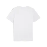 Remera blanca de algodón con estampado fotográfico en blanco, negro y azul, y logo de Puma en el frente.