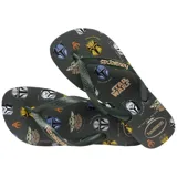Ojotas Havaianas con estampado de Star Wars, con tiras verdes y suela gris.