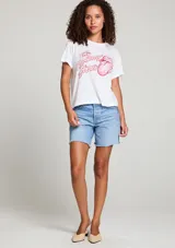 Remera blanca de algodón y poliéster con estampa frontal del logo de The Rolling Stones.