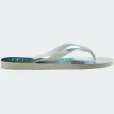 Ojotas Havaianas Top Surfer I con base blanca y estampado de paisaje marino. Tiras blancas con logo de la marca.