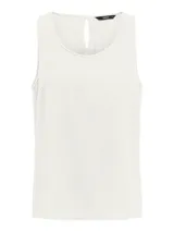 Musculosa blanca de tejido texturizado con cuello redondo y pequeña abertura en la espalda.