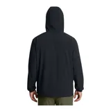 Campera Under Armour Vibe Woven Windbreaker negra con capucha, cierre frontal completo y logo de la marca en el pecho.