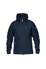 Campera de hombre azul marino con capucha, cierre frontal y bolsillos con cierre.