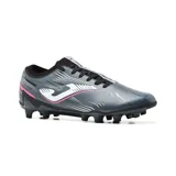 Championes de fútbol Joma Propulsion 2522 para césped, color gris con detalles en blanco y rosa.