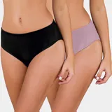 Pack de dos bombachas clásicas de modal orgánico, una negra y otra lila.