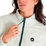Campera polar Caterpillar para mujer, color violeta, con cierre frontal completo, cuello alto y bolsillos laterales.
