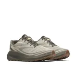 Zapatillas de running Merrell Morphlite para hombre, color gris con detalles en verde oliva, con capellada de jacquard, cordones y forro de malla reciclados, entresuela de espuma FloatPro™ y suela de goma adherente.