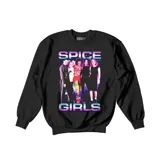 Buzo negro de algodón con estampa de las Spice Girls y el logo de la banda en colores neón. Corte clásico con cuello redondo, puños y cintura acanalados.