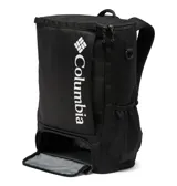 Mochila Columbia negra de 30 litros con tecnología Omni-Shield que repele la humedad y resiste las manchas. Cuenta con organización interna versátil, funda acolchada para laptop de hasta 13 pulgadas, bolsillos de seguridad externos e internos, panel trasero acolchado con espuma, correas de hombro contorneadas y acolchadas, correa de esternón ajustable, bolsillos laterales para botellas de agua y anillo en D.