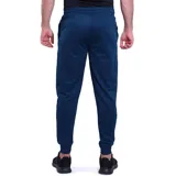 Pantalón largo de jogging azul marino con cintura elástica ajustable con cordón, bolsillos laterales y logo de la marca en blanco.
