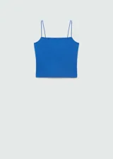 Top azul eléctrico de algodón con tirantes finos y escote recto. Diseño ajustado al cuerpo.