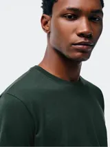 Remera básica de manga corta color gris claro, con cuello redondo.