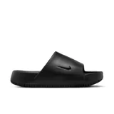 Sandalias Nike Calm Slide de mujer, color negro con logo Nike en relieve en la tira superior.