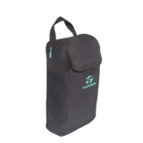 Botinera gris con diseño funcional, compartimento principal con cierre y asa de transporte.
