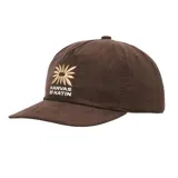 Gorro marrón de pana con logo bordado de una flor y la leyenda "Kanvas by Katin" en color dorado.