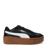Championes Puma Club II Era Platforma, color negro con franja blanca y suela marrón.