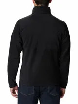 Polar Columbia Basin Trail III Full Zip para hombre, color negro, con cierre frontal completo y cuello alto. Presenta un tejido liso y suave, con bolsillos laterales con cierre.