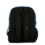Mochila Jansport Cross Town de 26 litros, color azul marino, con logo de la marca bordado en el frente, bolsillo frontal con cierre, bolsillo lateral de malla y asa de mano en la parte superior.