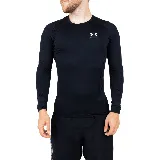 Camiseta de compresión Under Armour HeatGear Comp LS, color negro, de manga larga y cuello redondo.