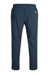 Pantalón tipo carrot color azul marino, con cintura elástica y cordón ajustable.