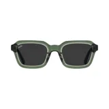 Lentes de sol en color oliva, hechos a mano con maderas certificadas y eco acetato, con lentes polarizados y protección UV 100%.