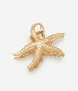 Pinza para el pelo dorada con forma de estrella de mar y textura martillada. Accesorio para el pelo con baño light gold.