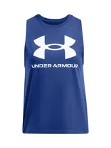Musculosa deportiva Under Armour color negro con logo estampado en el frente. Corte holgado y sisas amplias.