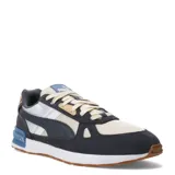 Championes Puma Graviton Pro color beige con detalles en azul marino, azul eléctrico, rojo y dorado. Confeccionados en gamuza, cuero sintético y malla.