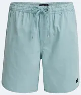 Bermuda celeste de algodón con cintura elástica ajustable con cordón y etiqueta lateral con logo de la marca.