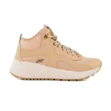 Bota de excursionismo Skechers modelo Sparrow 2.0 Mt. Goddess, color beige, con cordones, capellada de malla y durabuck sintético, plantilla acolchada Skechers Memory Foam y suela de tracción de caucho flexible.